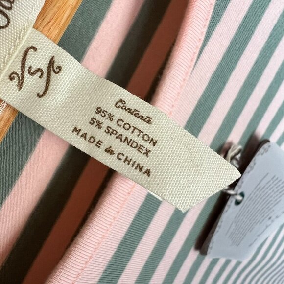 Matilda Jane Top Womens Size Small Pink & Olive Green Striped Blouse Stretch - Picture 14 of 16
